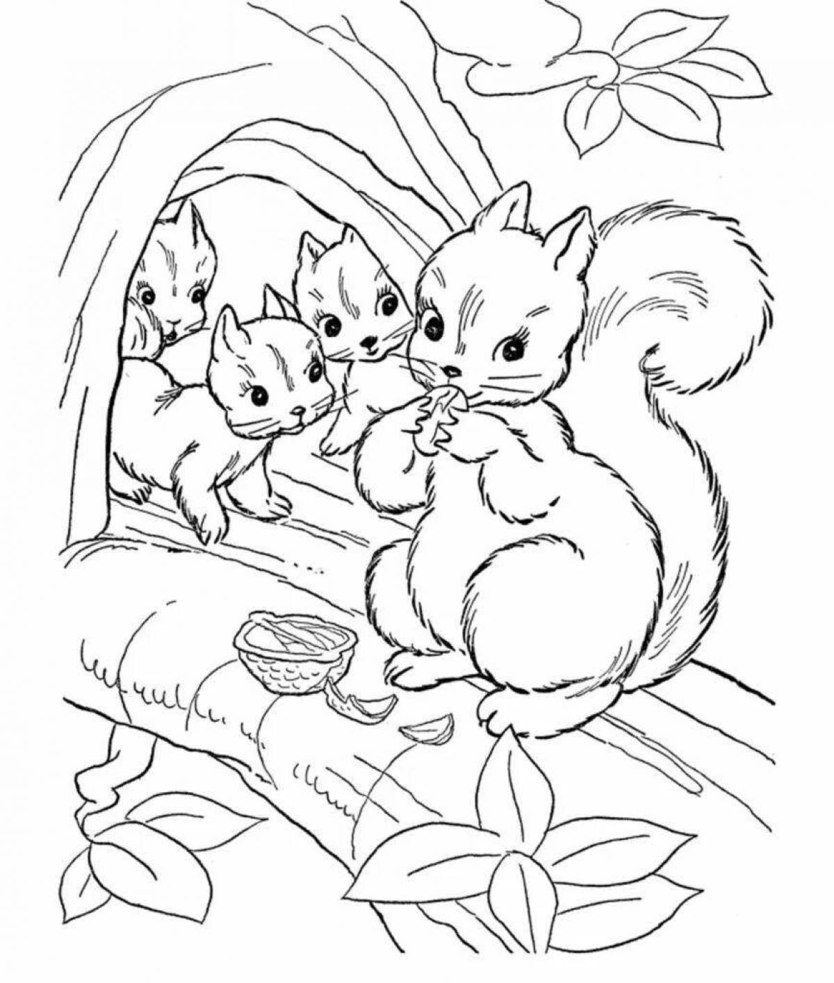Волшебная страница раскраски лесных животных для детей