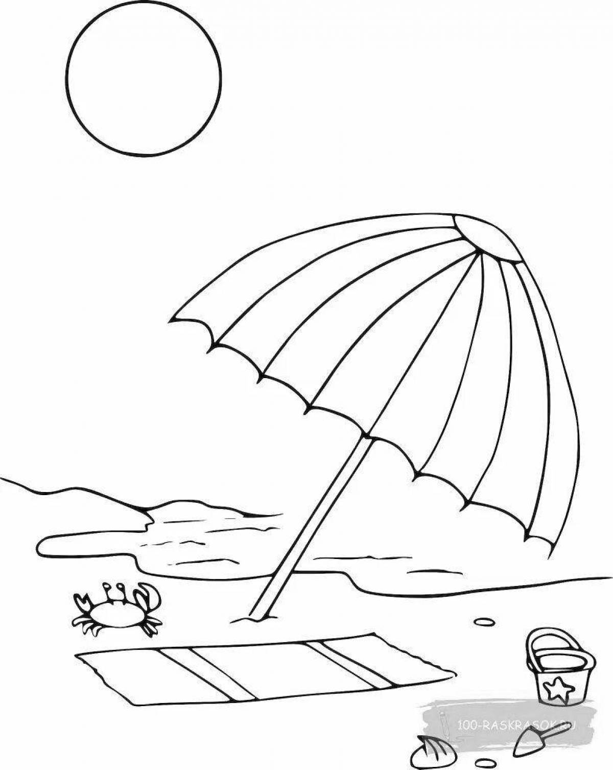 Playful beach and sea coloring book