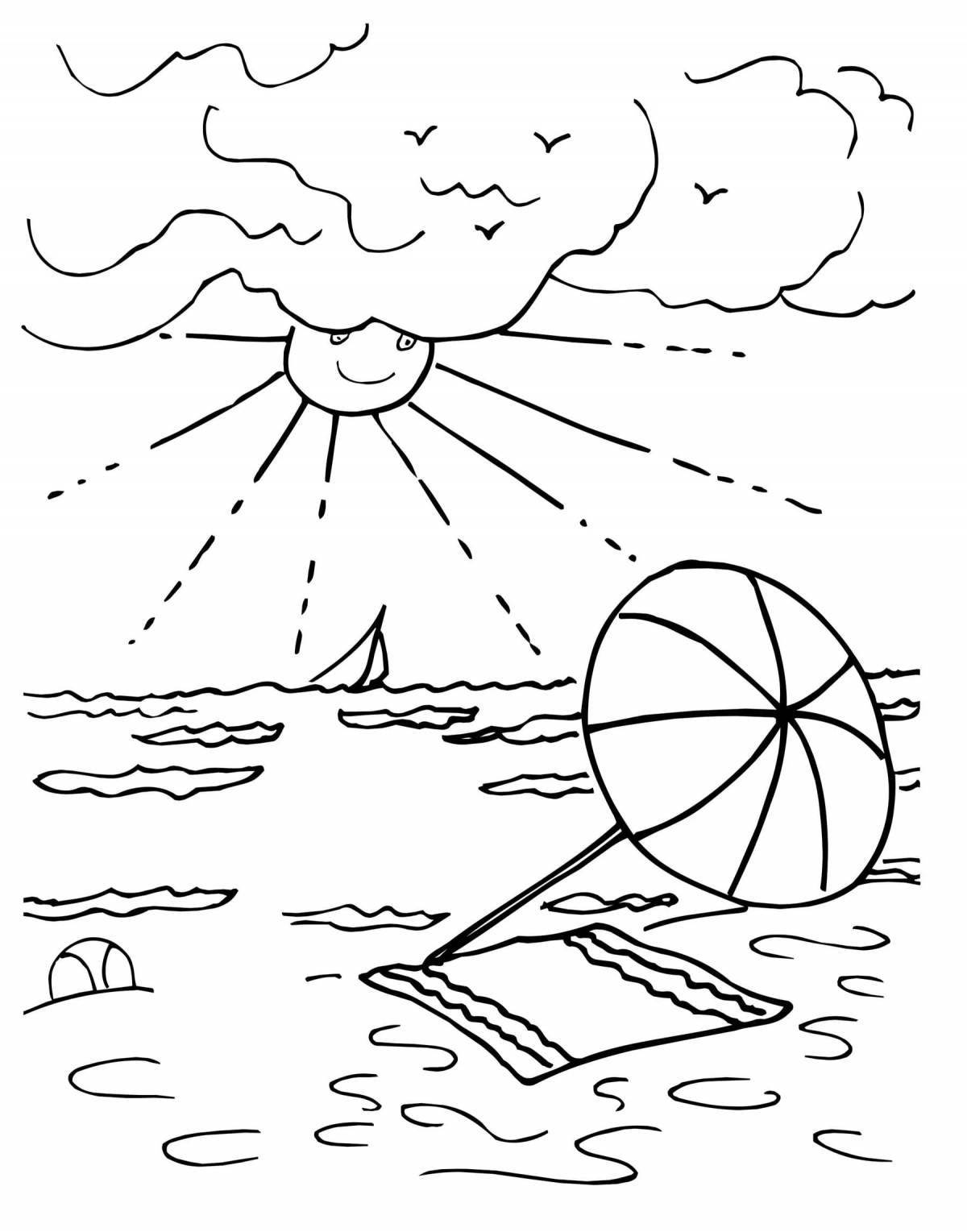 Inviting beach and sea coloring pages