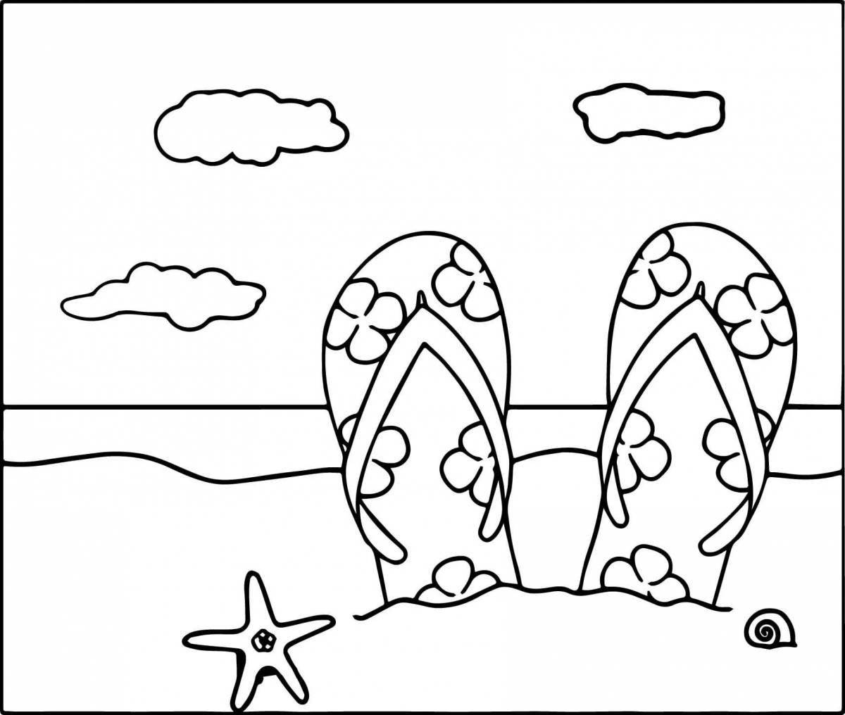 Glowing beach and sea coloring page