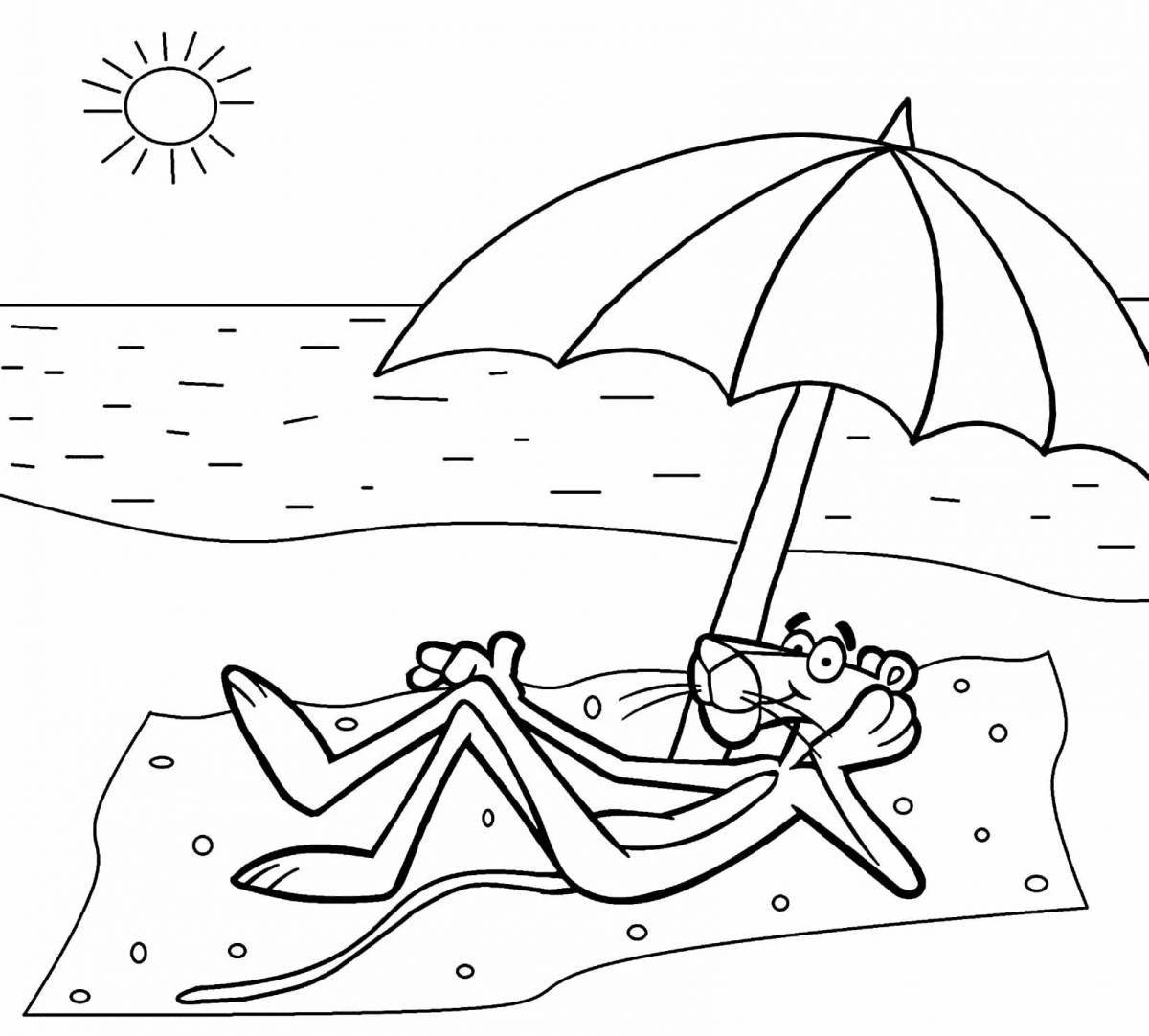 Scenic beach and sea coloring page