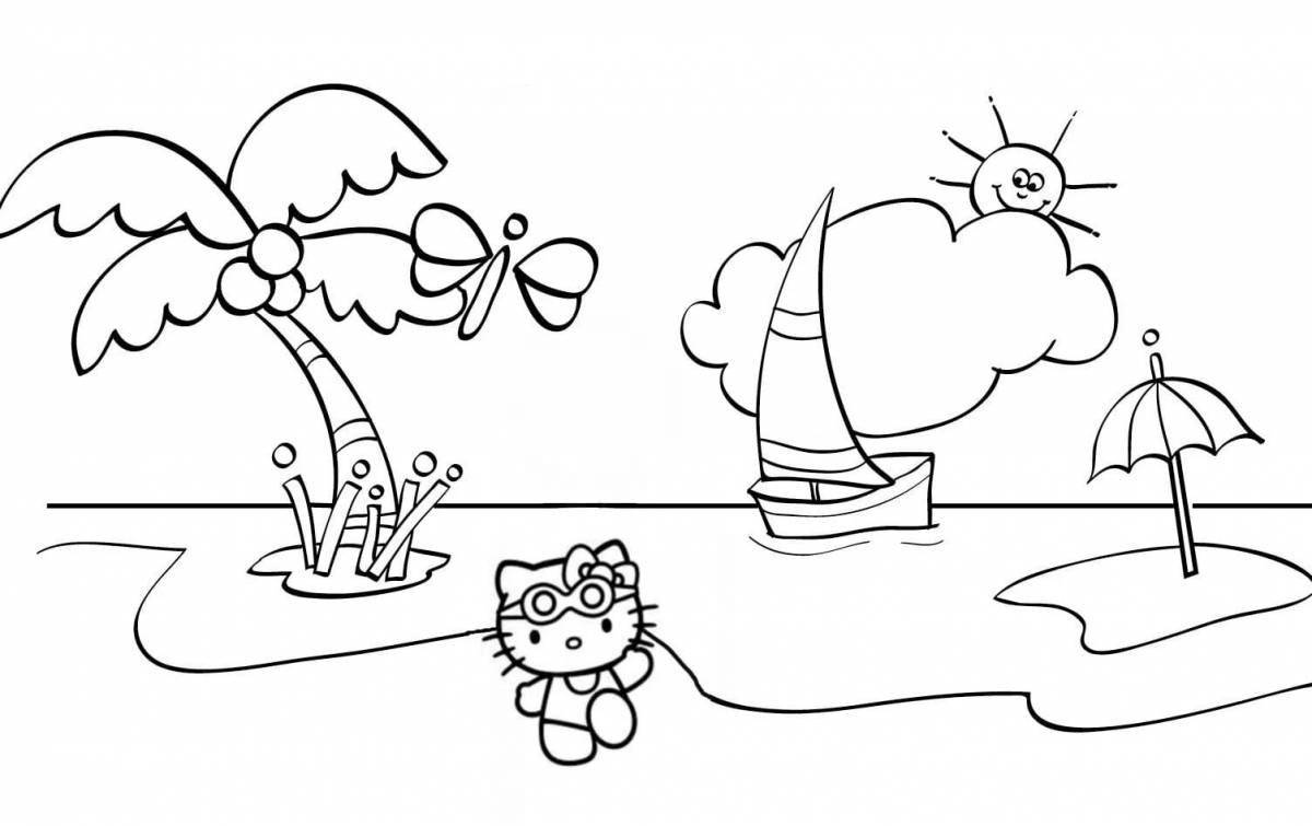 Photo Amazing beach and sea coloring book