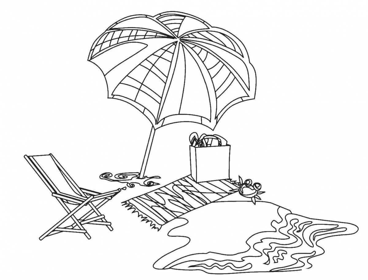 Coloring page calm beach and sea