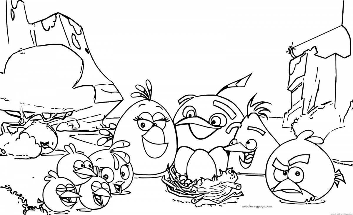 Colorful angry birds coloring pages for kids