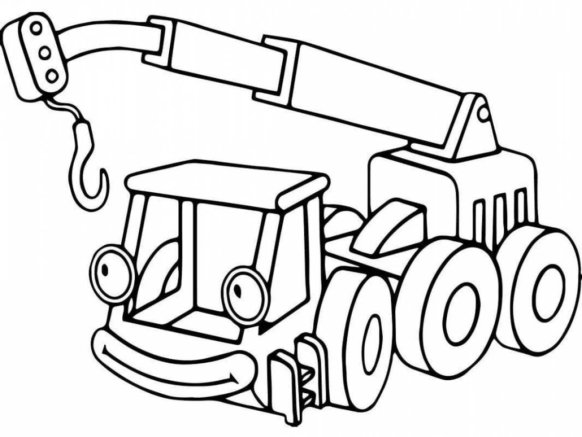 Vibrant construction machinery coloring page for kids