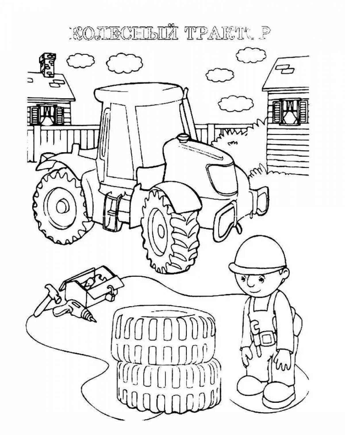 Joyful construction machinery coloring page for kids