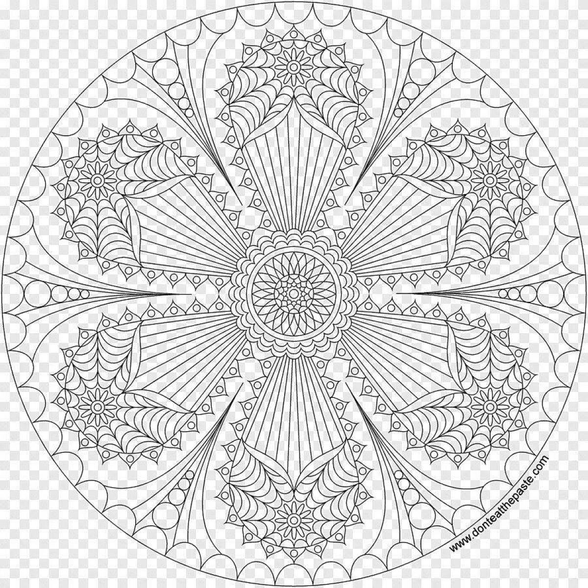 Radiant coloring page antistress mandala for adults en