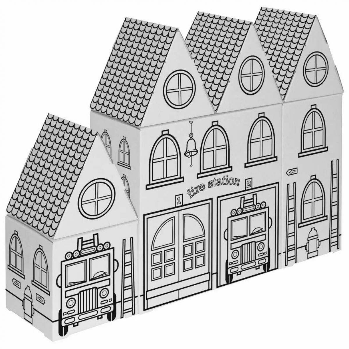 Playful Baby Cardboard House Coloring Page