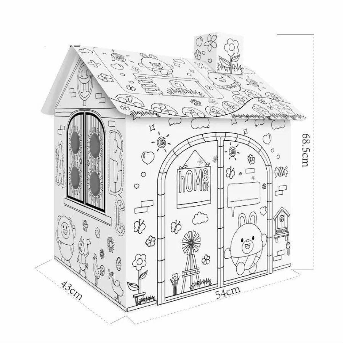 Fun coloring of a cardboard house for children