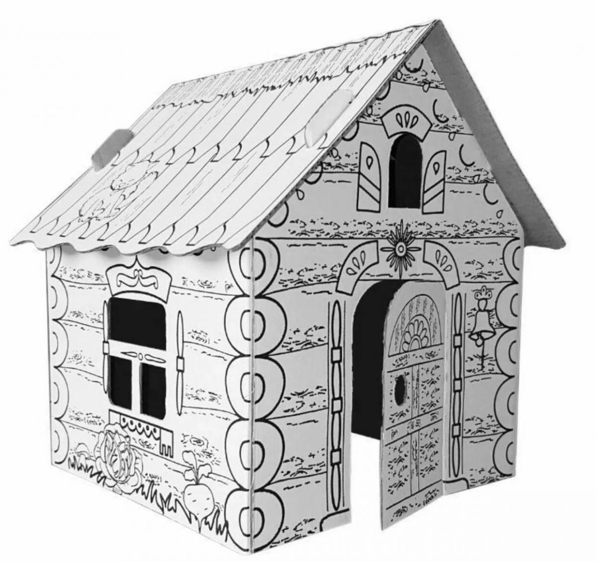 Colored cardboard house coloring book for babies