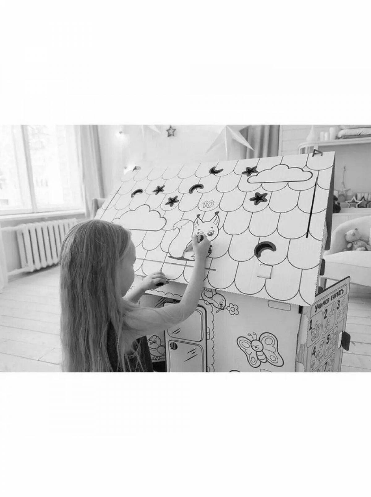 Цветной картонный домик раскраски для детей