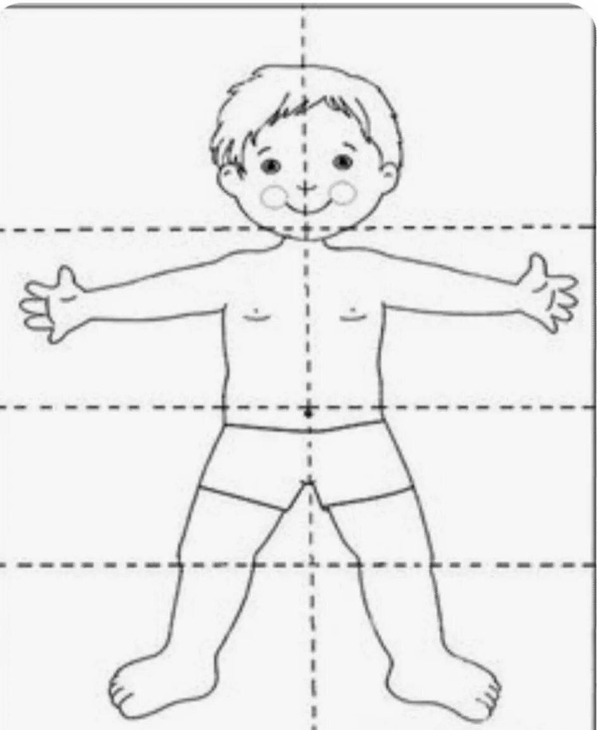 Fun coloring of the structure of the human body for children