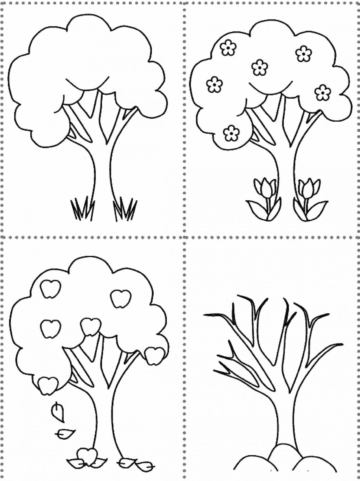 Времена года картинки для раскрашивания для детей