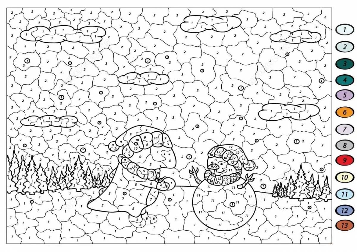 Картина по номерам зима распечатать