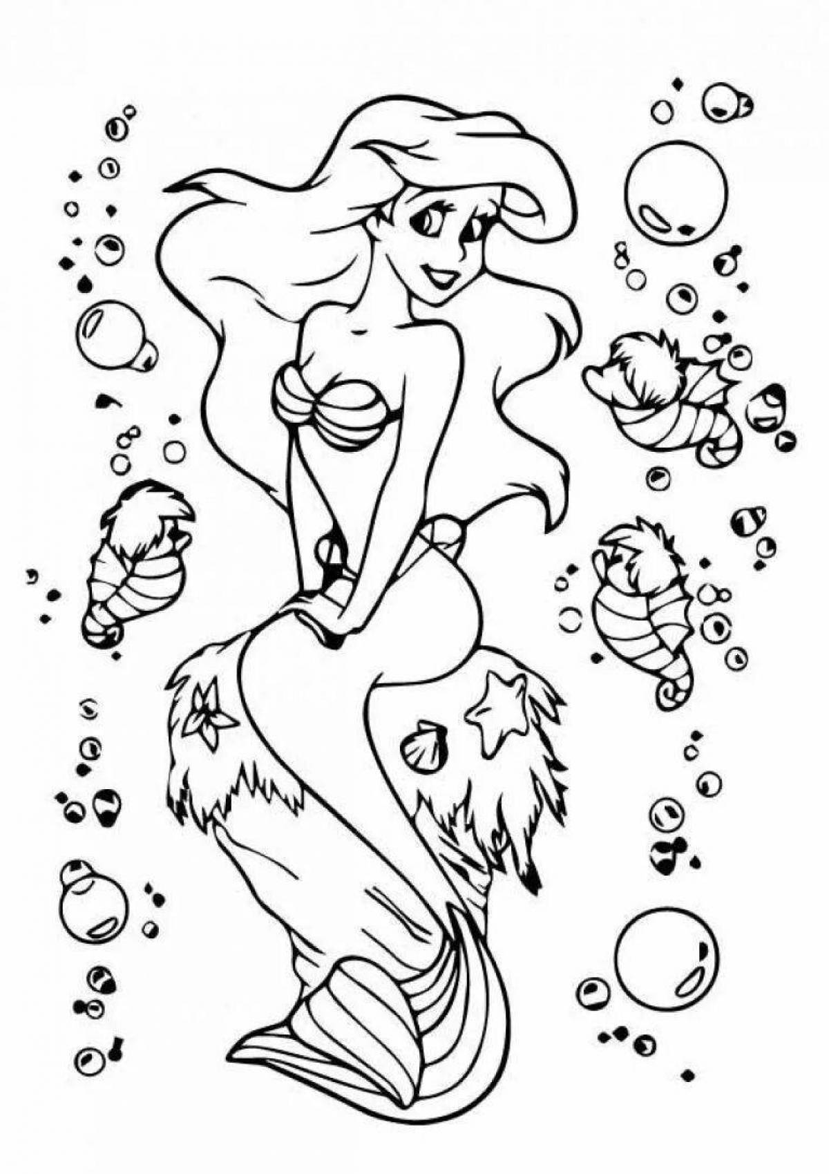 Charming ariel the little mermaid coloring book for kids
