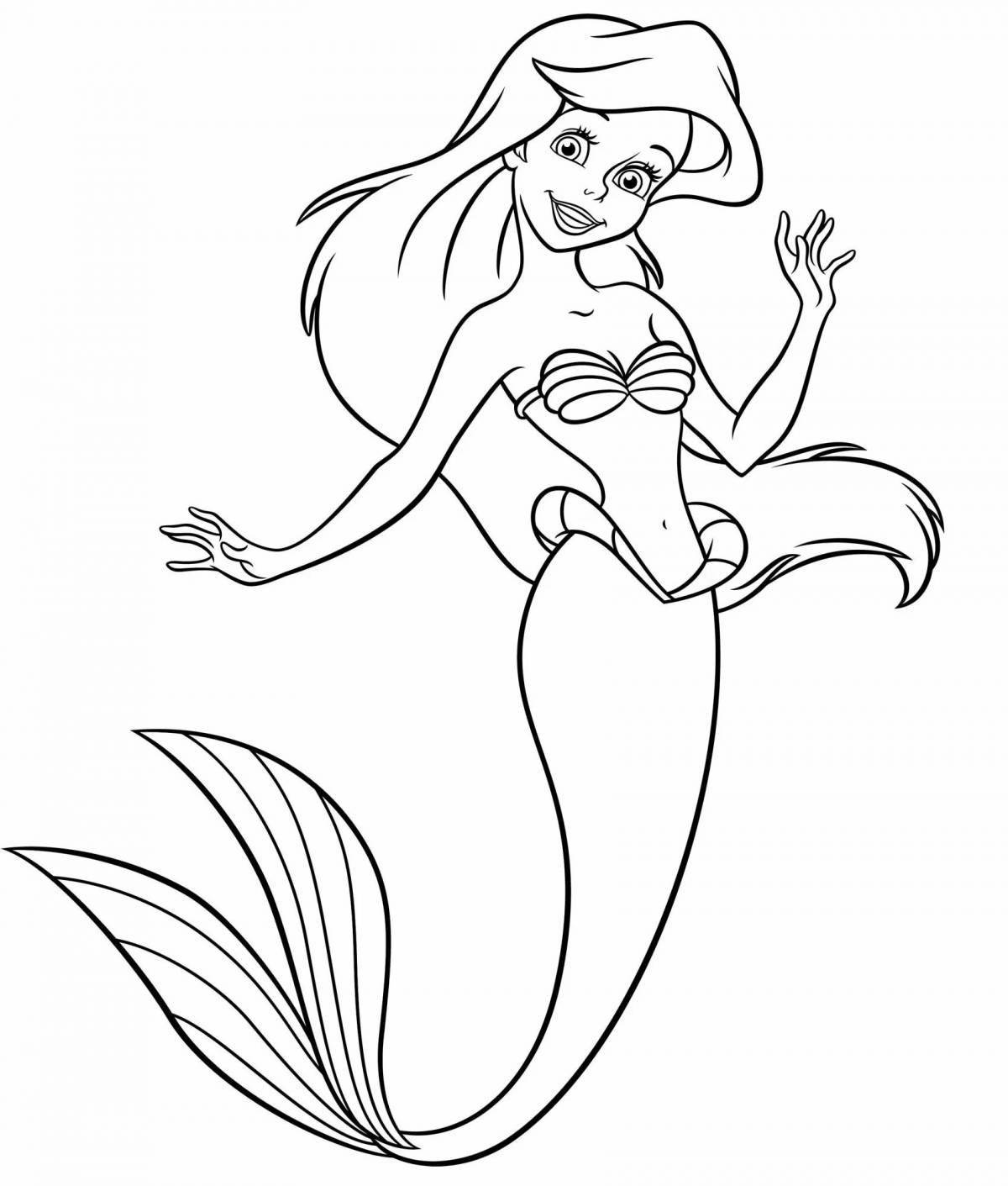 Joyful coloring ariel the little mermaid for kids