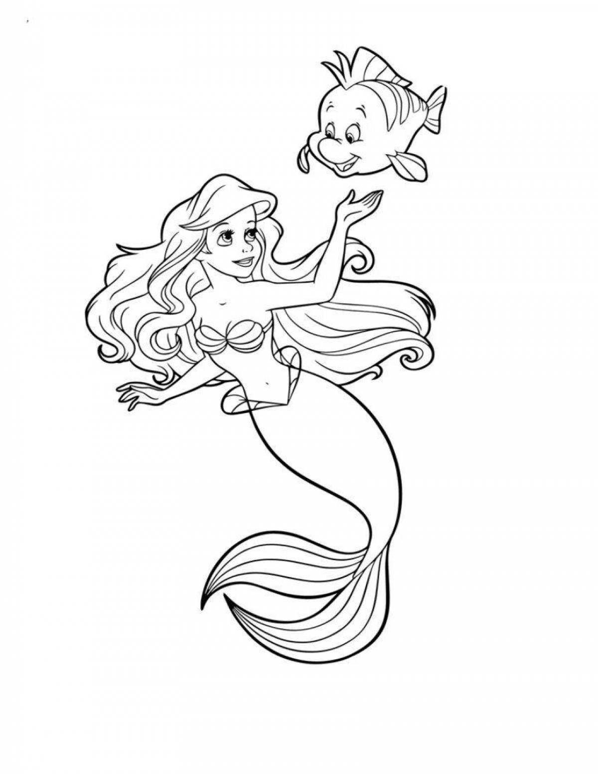 Colorful coloring ariel the little mermaid for kids