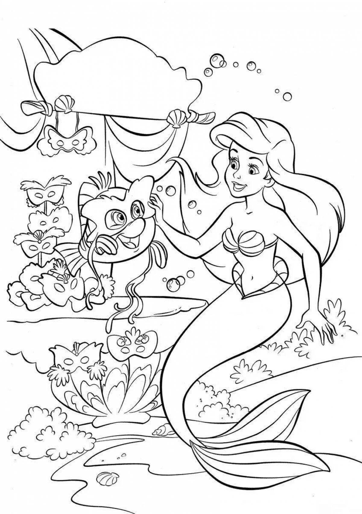 Ariel the little mermaid glitter coloring book for kids