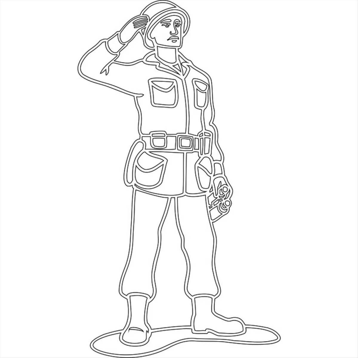 Adorable soldier coloring page for kids
