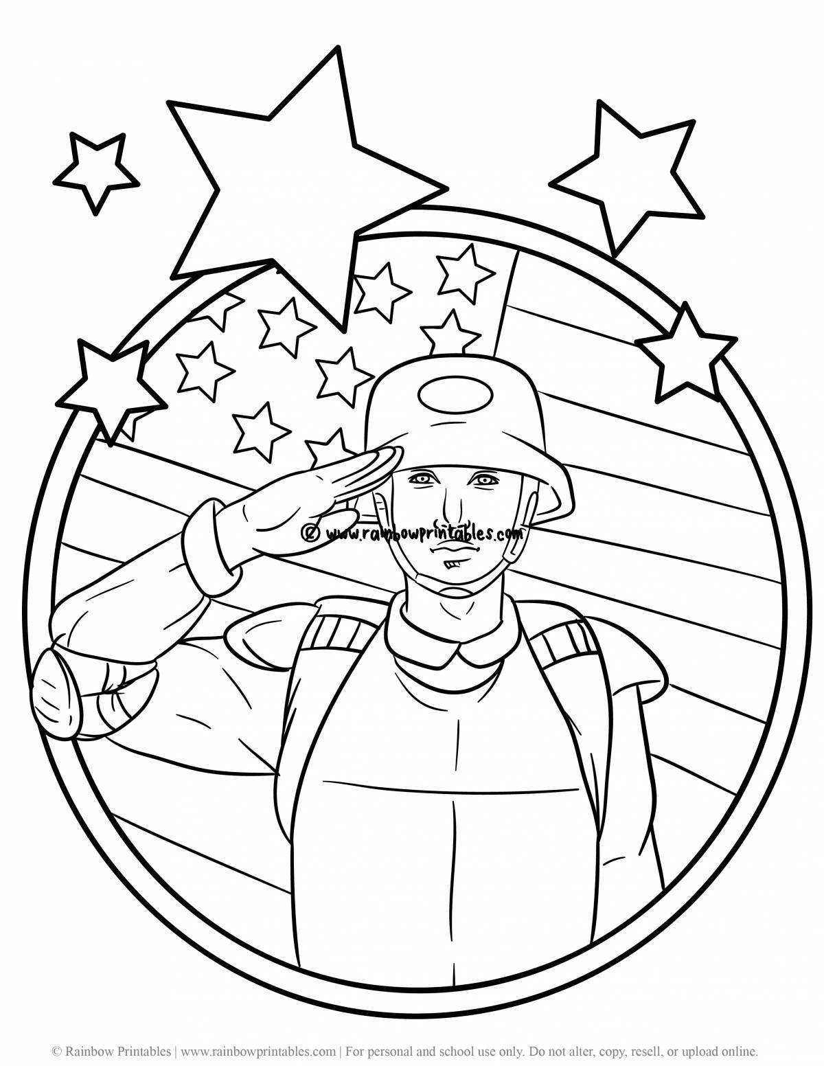 Coloring book brave soldier for kids