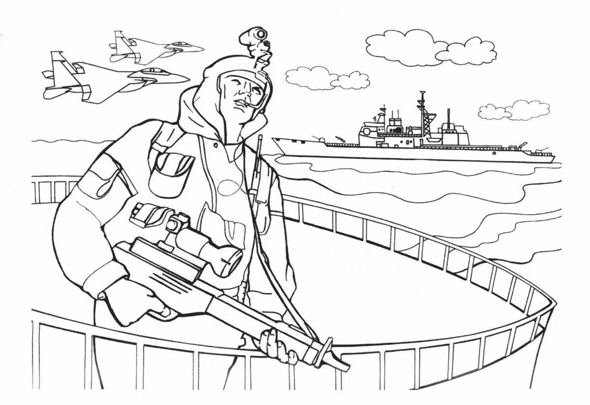 Courageous soldier coloring book for kids