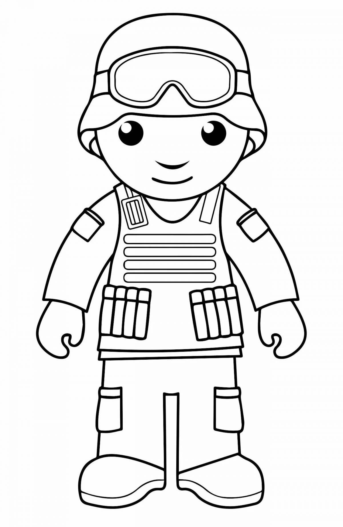 Раскраска доблестный солдат для детей