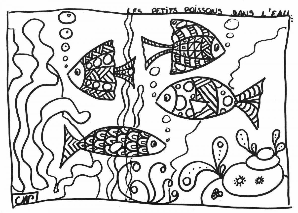 Sweet fish coloring book for children 6-7 years old