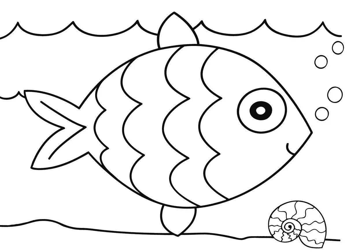 Fun coloring fish for children 6-7 years old