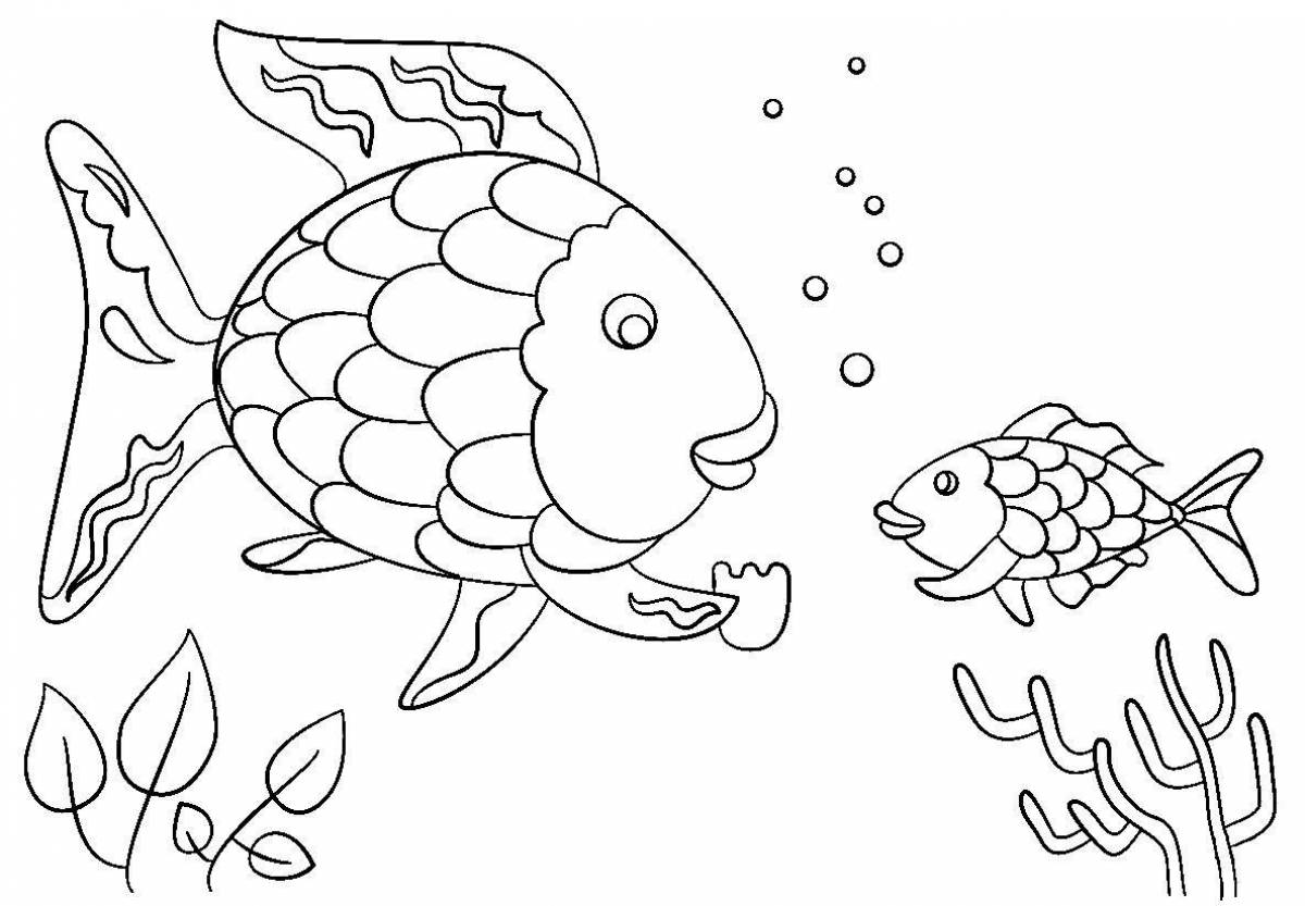 Funny fish coloring book for 6-7 year olds