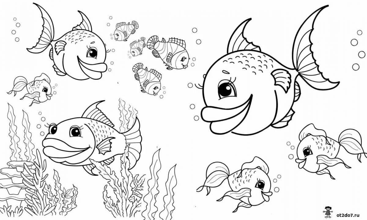 Fancy fish coloring book for 6-7 year olds