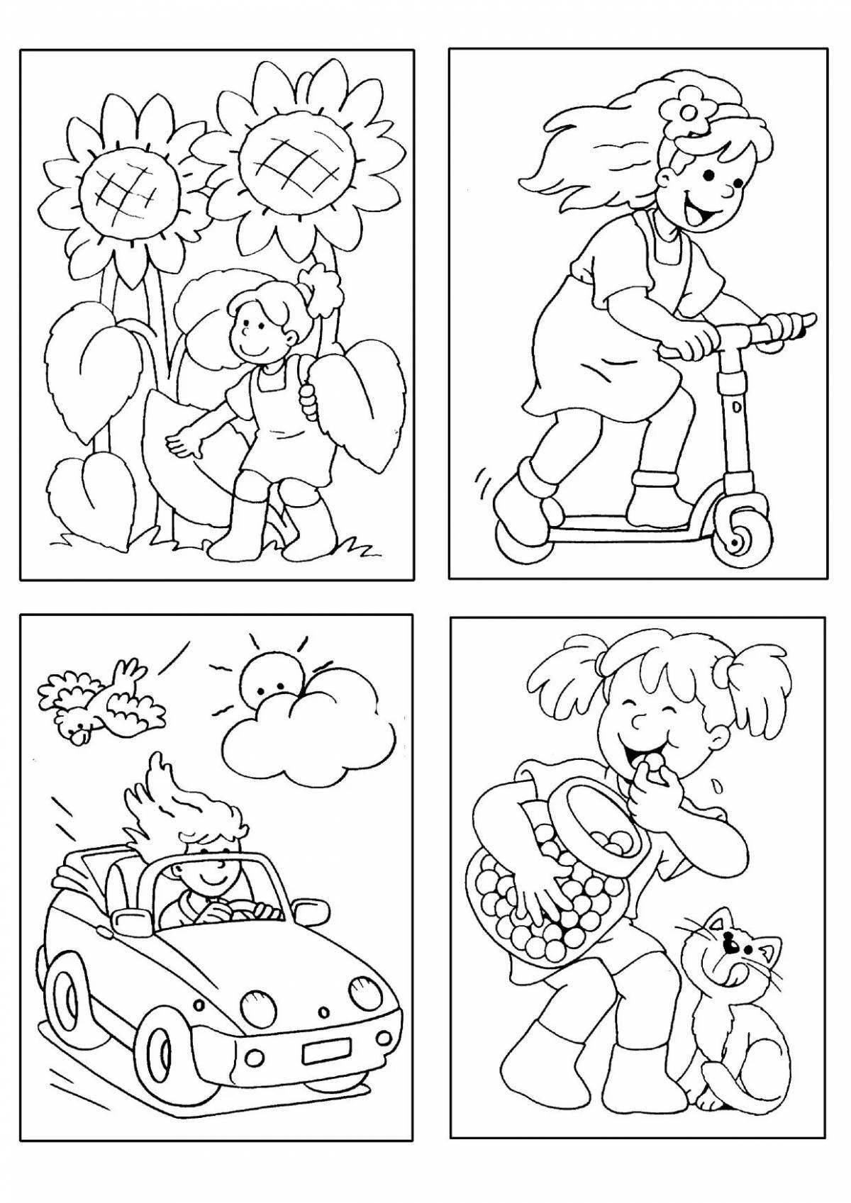 Coloring book 2 on 1 sheet for children