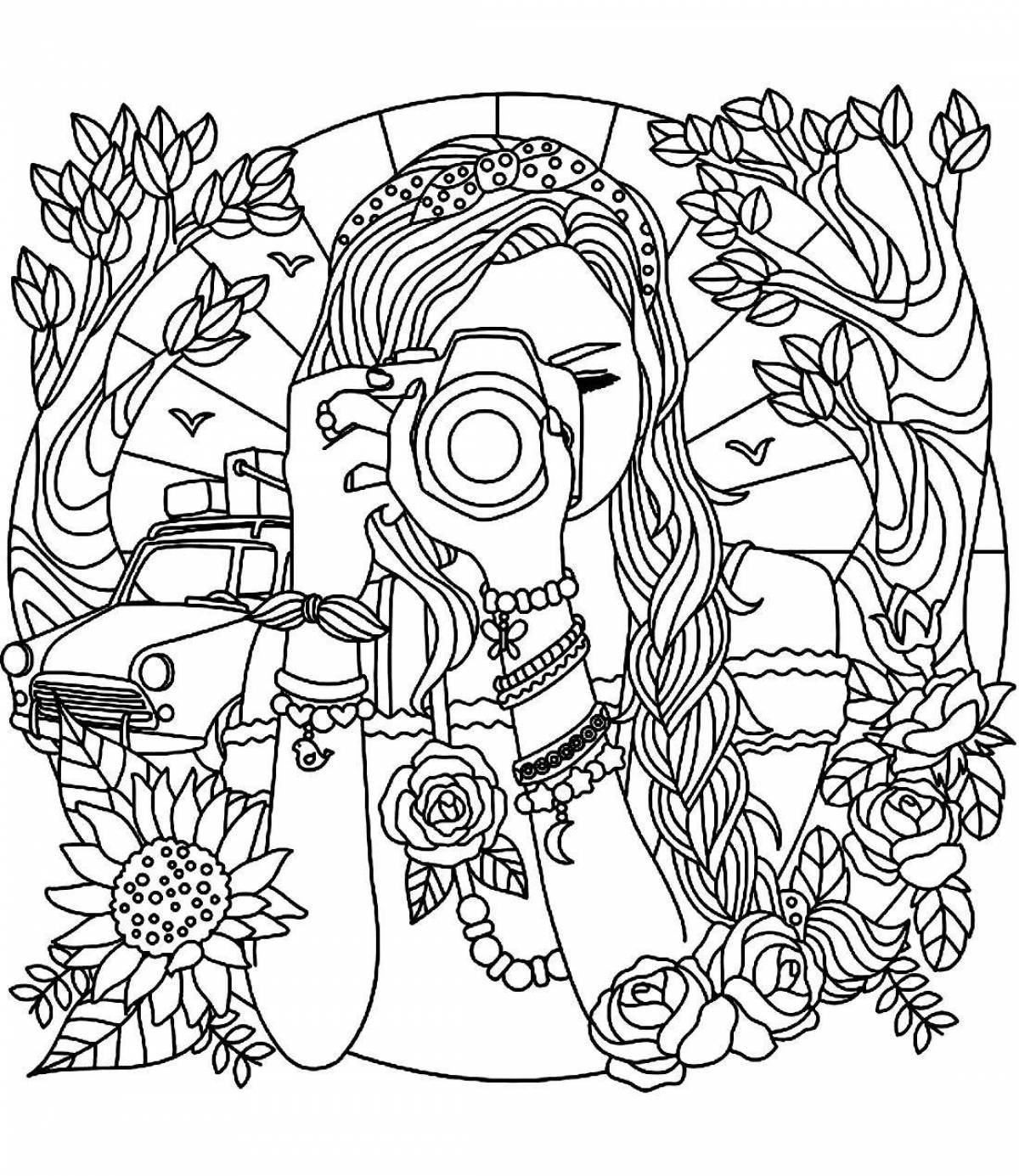 Color-frenzy coloring page for 14 year old girls