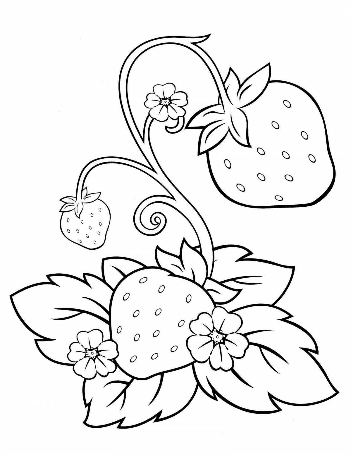 Charming strawberry coloring book for kids 5-6 years old