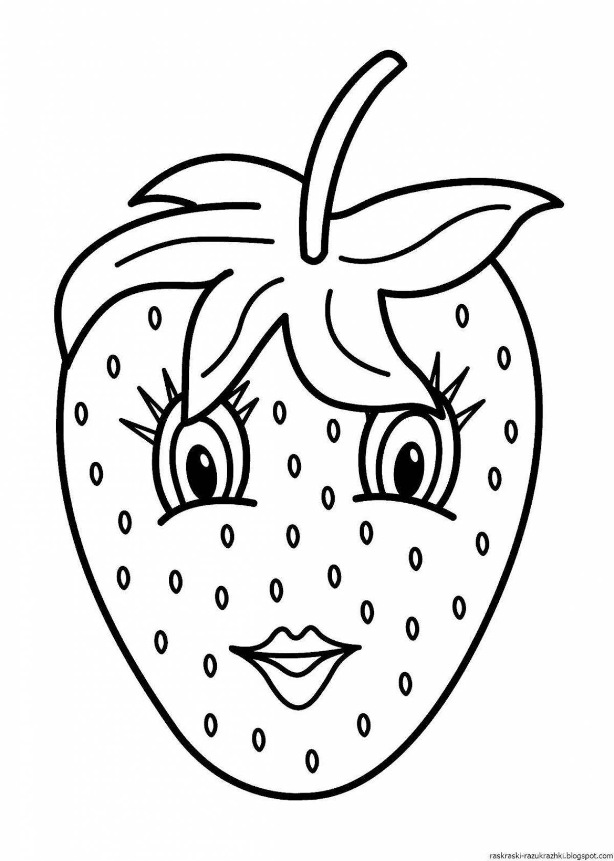 Funny strawberry coloring book for children 5-6 years old