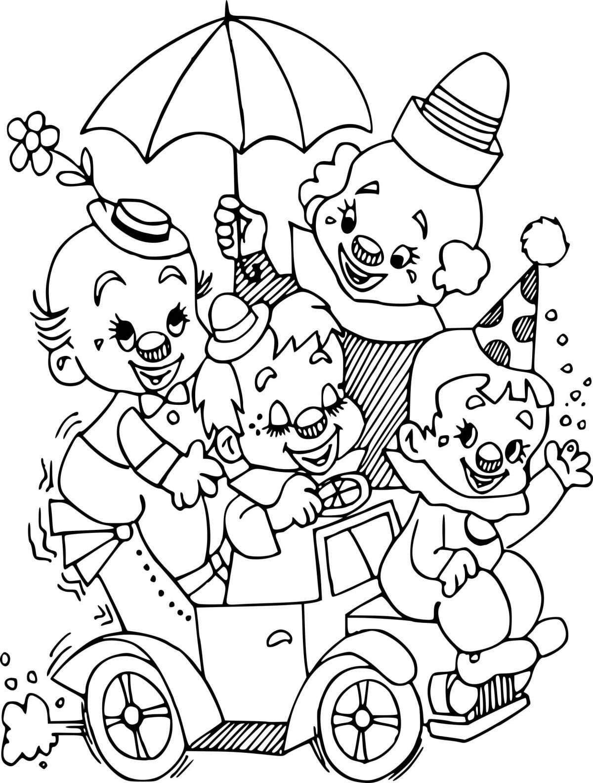 Playful circus coloring book for 7-8 year olds