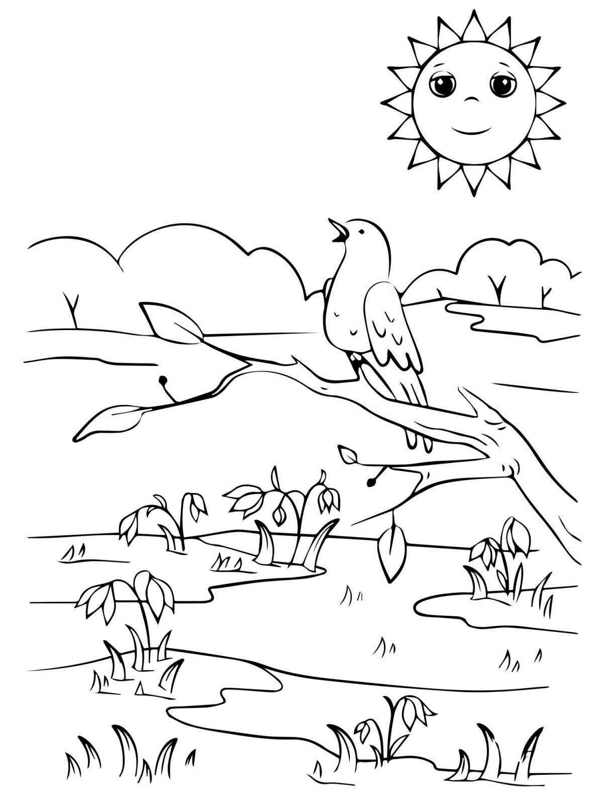 Charming spring coloring for kids