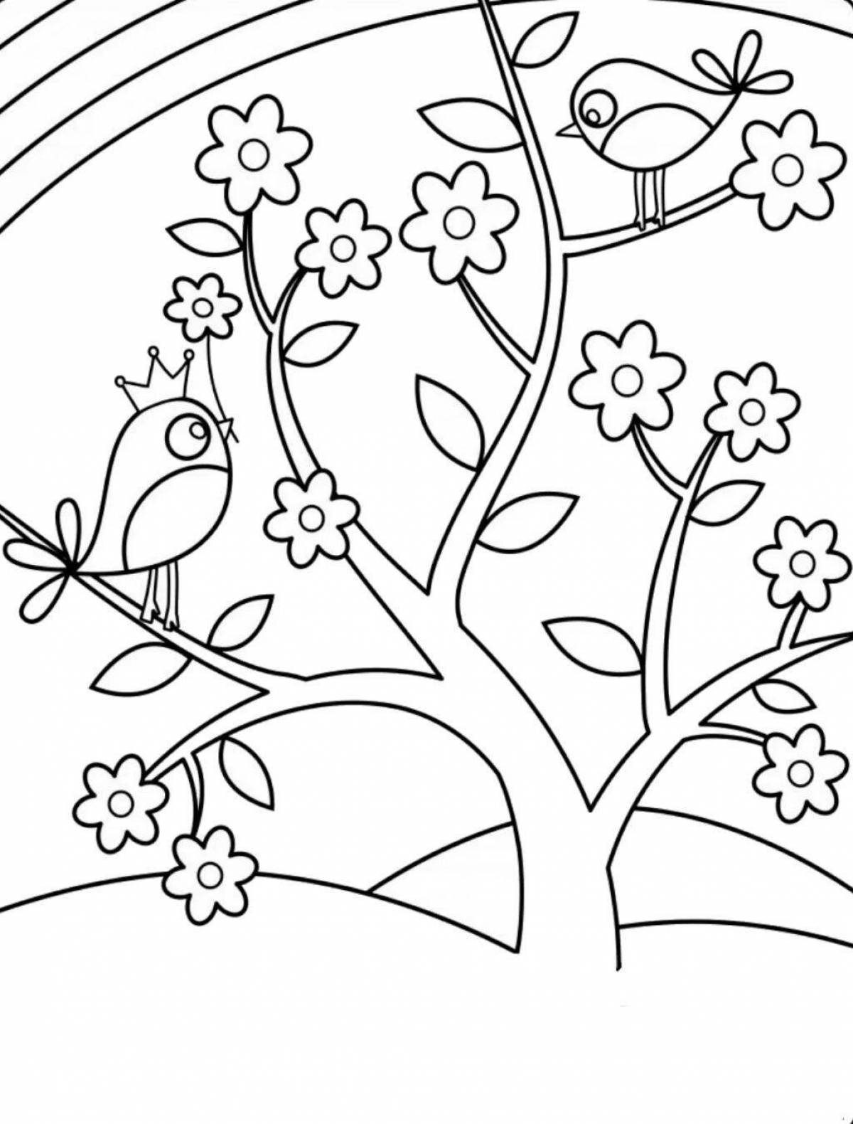 Great spring coloring book for 3-4 year olds