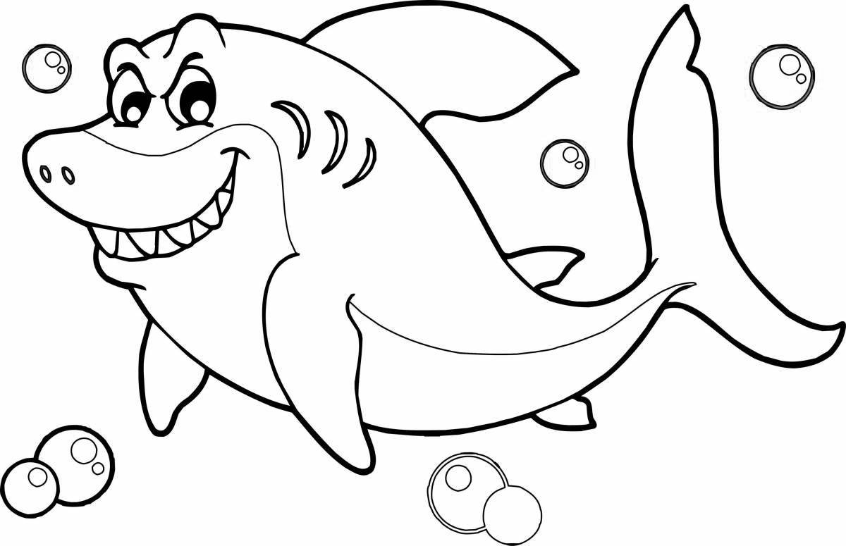 Веселая раскраска акулы для детей 6-7 лет