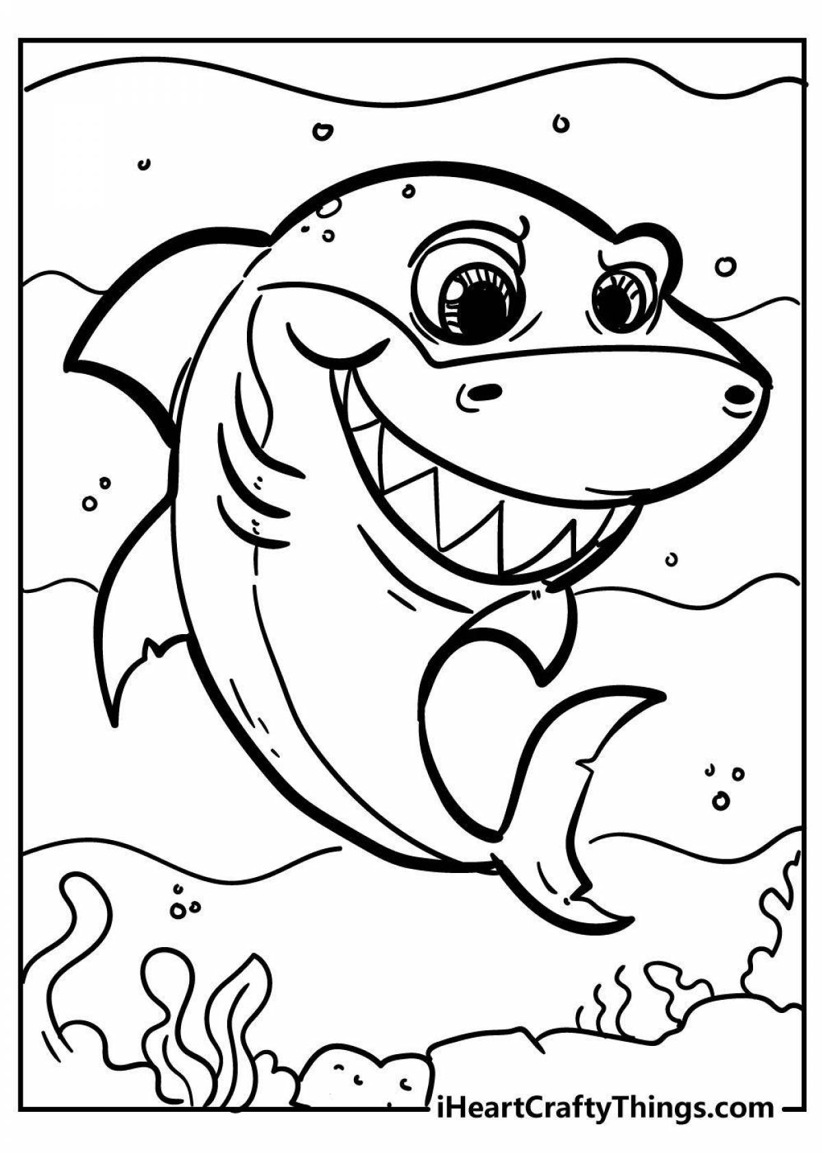 Игривая акула-раскраска для детей 6-7 лет
