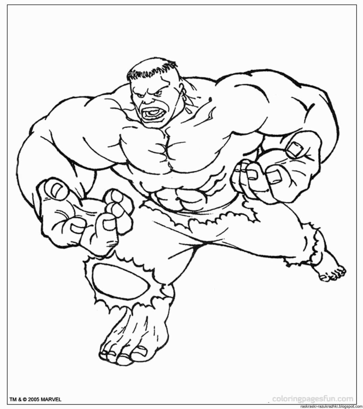 Colorful hulk coloring book for kids