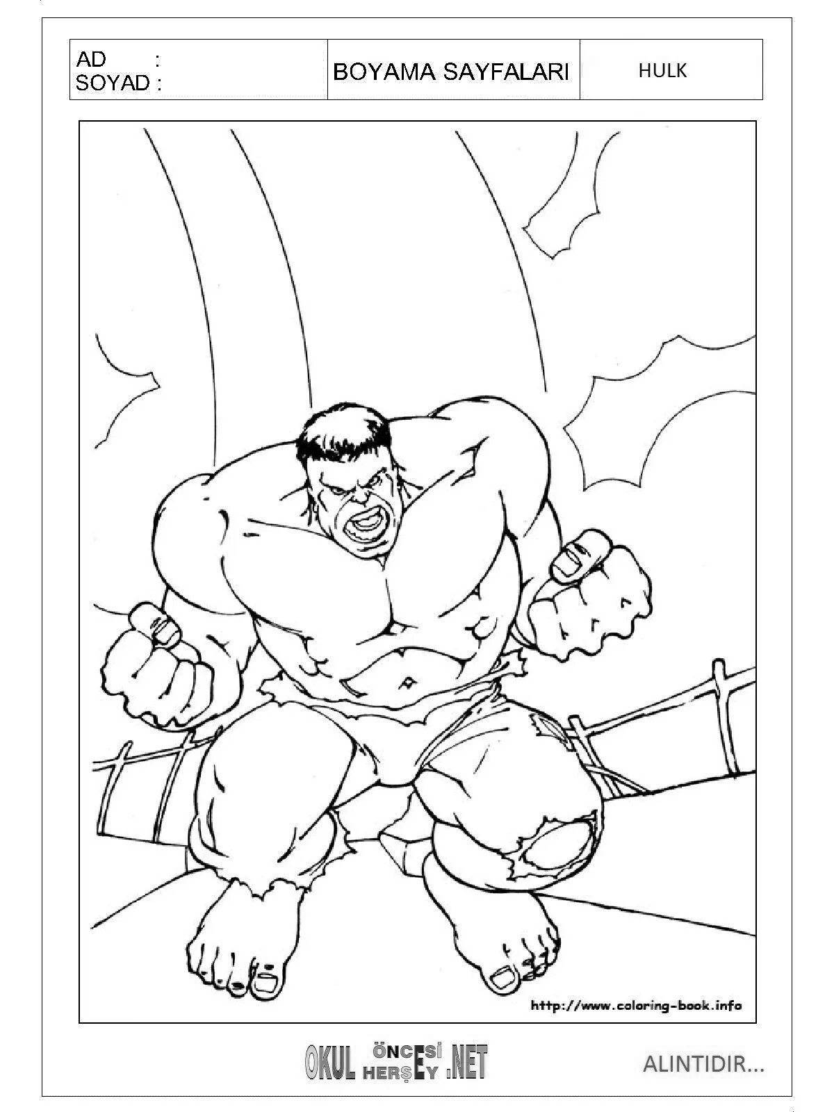 Hulk coloring book for children 4-5 years old