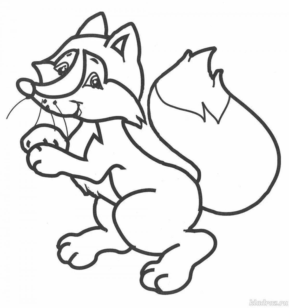 Coloring book cute fox for children 2-3 years old