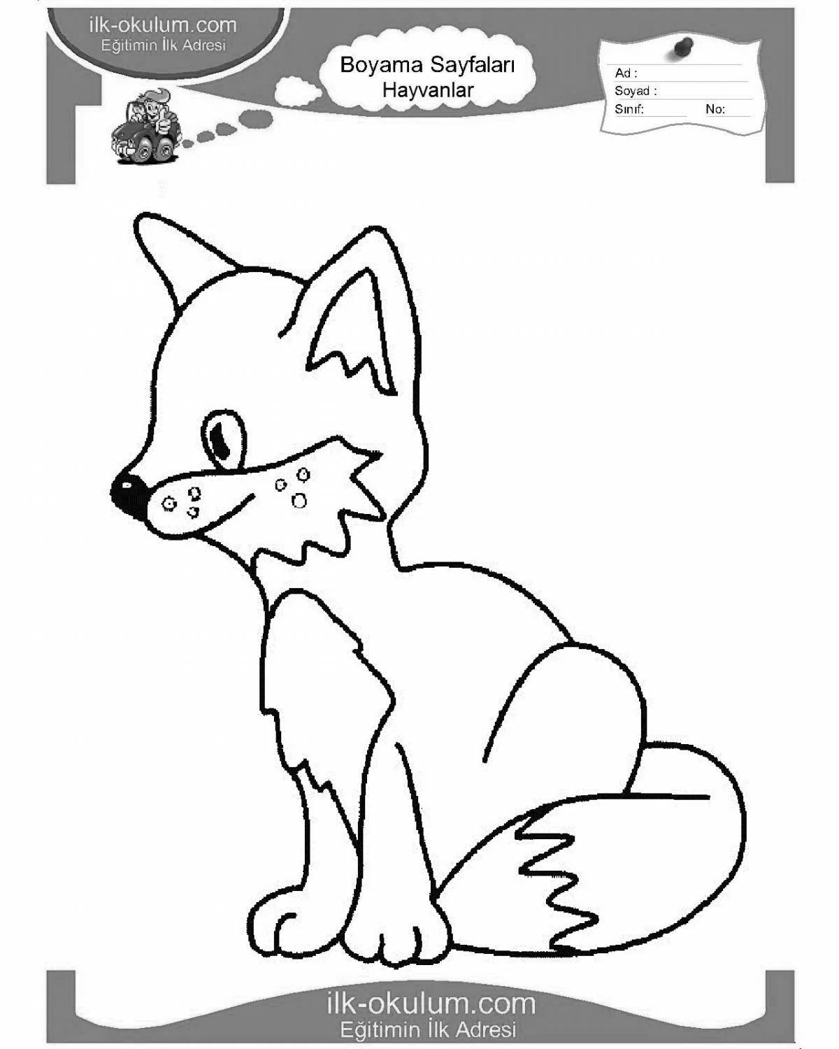 Fun coloring fox for children 2-3 years old