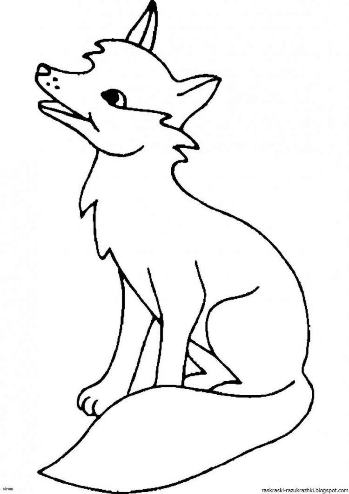 Coloring book cheerful fox for children 2-3 years old