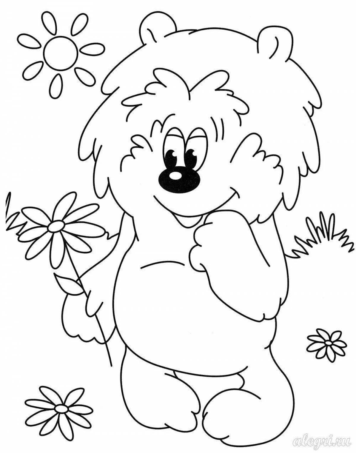 Милый медвежонок-раскраска для детей 5-6 лет