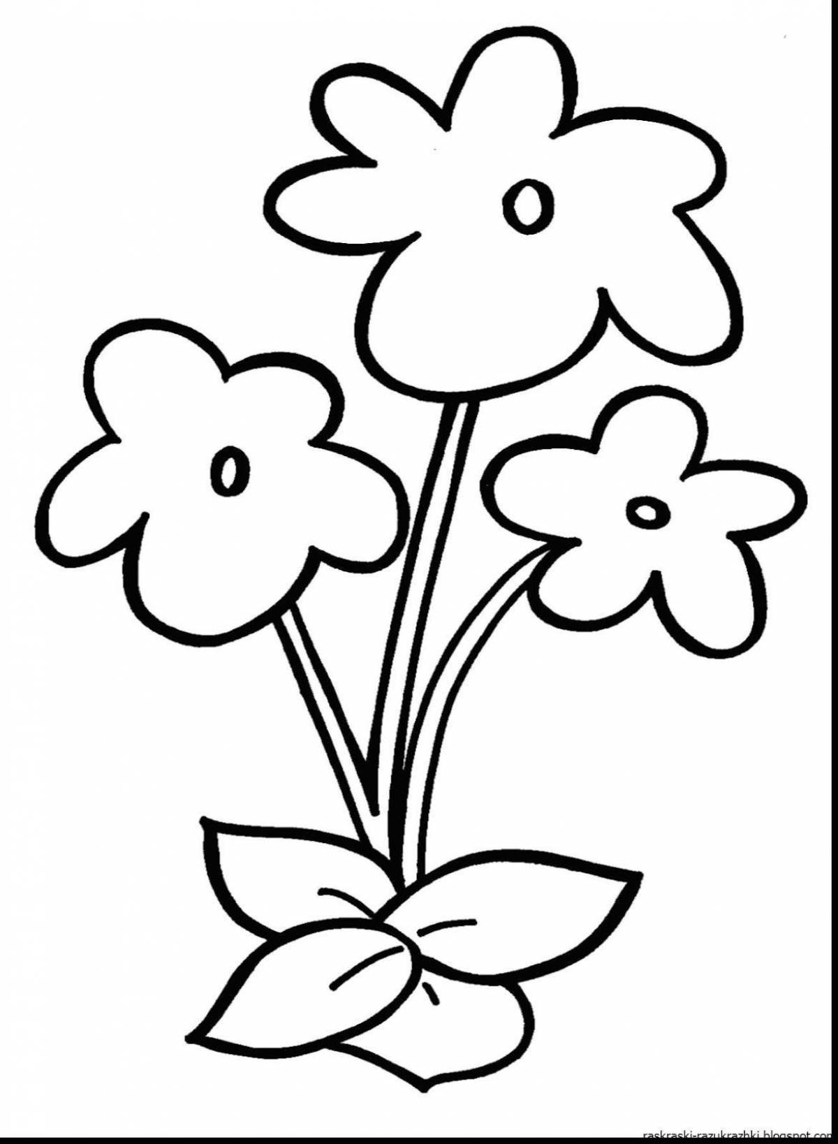 Playful flower coloring for children 2-3 years old