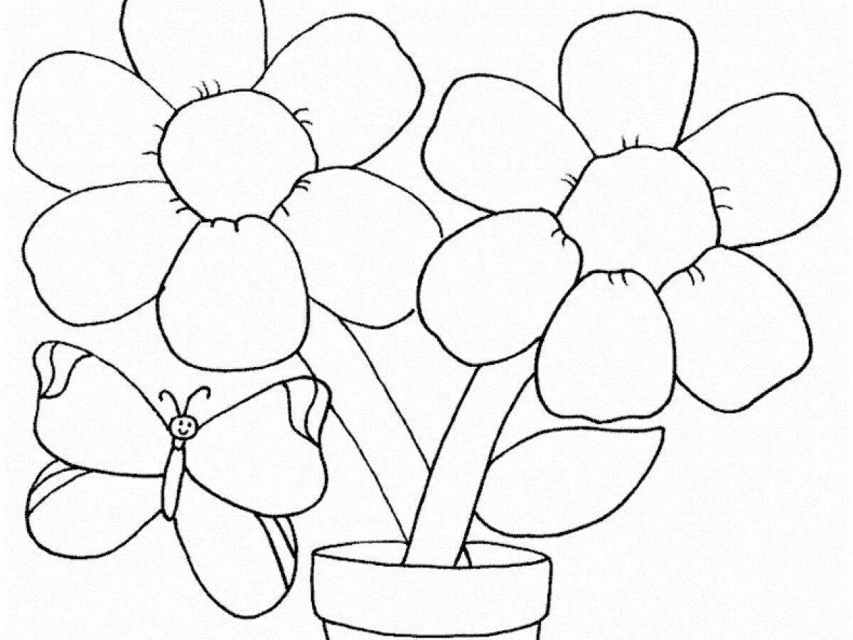 Violent coloring flowers for children 2-3 years old