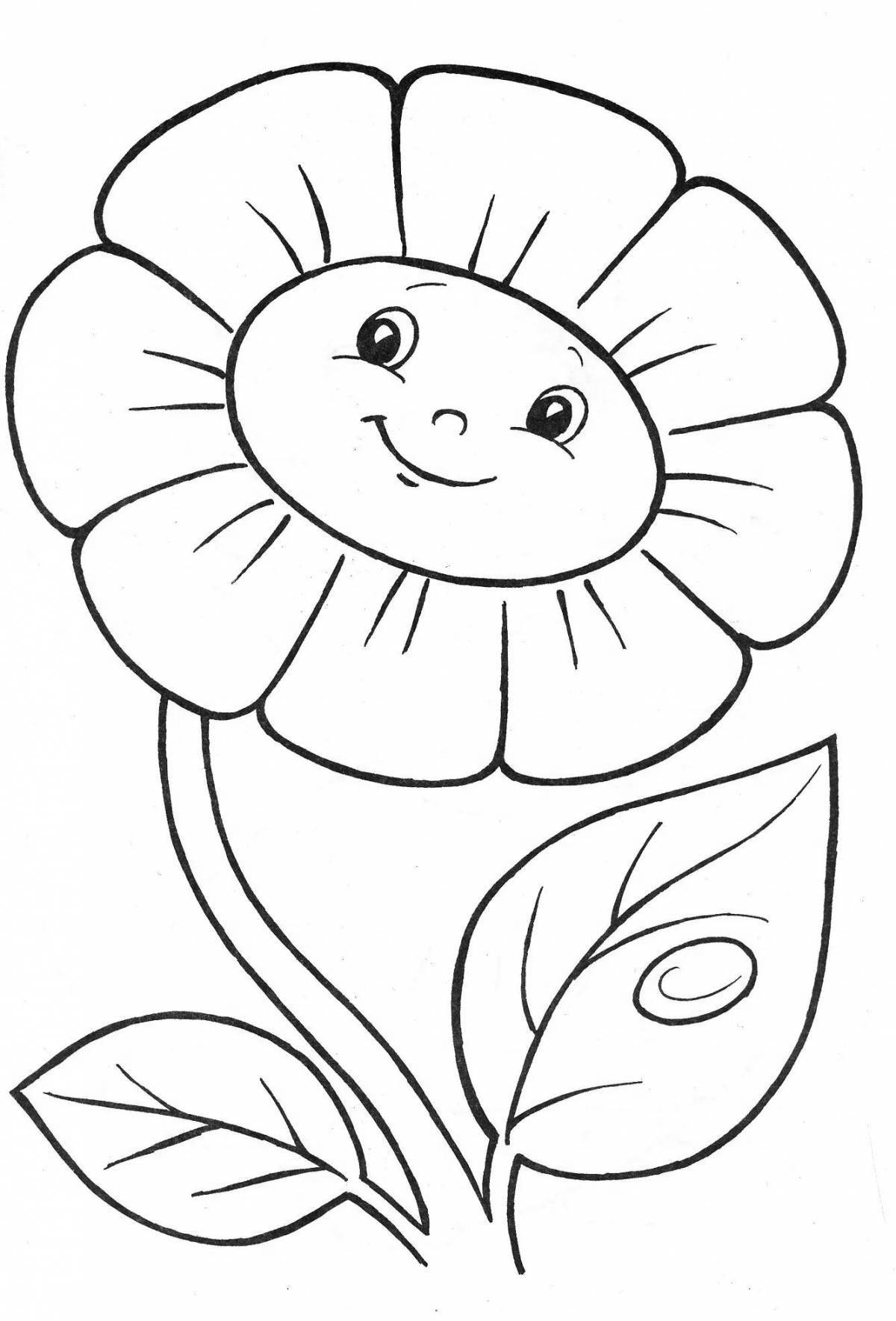 Exotic flowers coloring pages for children 2-3 years old