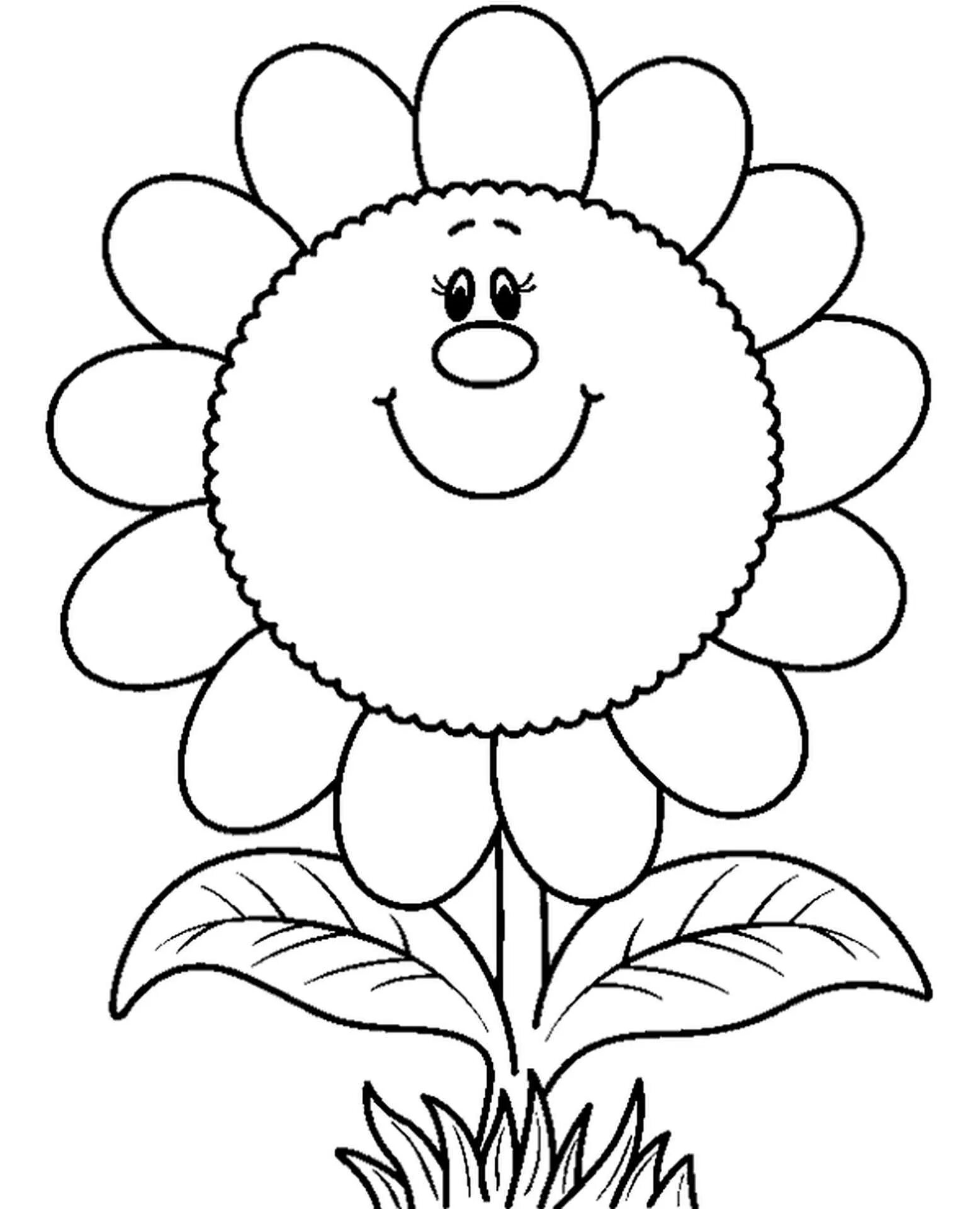 Scenic coloring flowers for children 2-3 years old