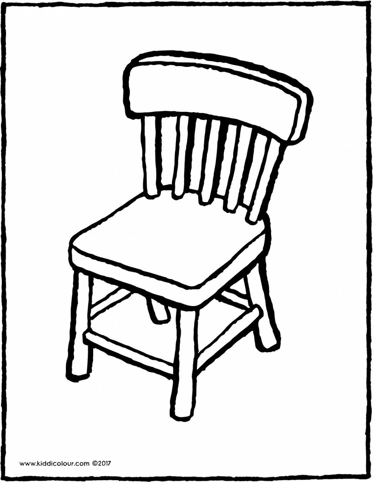 Красочная раскраска стул для детей 3-4 лет
